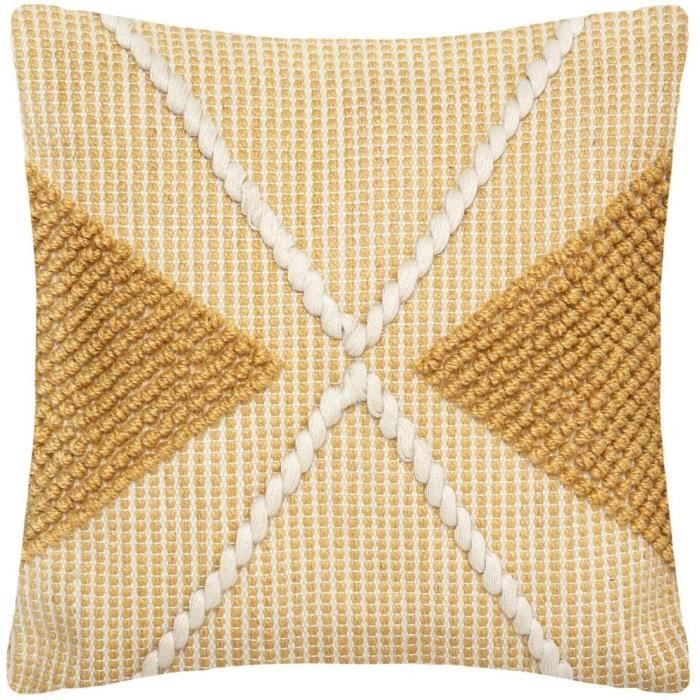Coussin recycle Row - 45 x 45 cm - Ocre - Photo n°1
