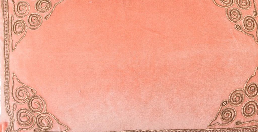 Coussin velours et polyester orange Ingride - Photo n°2