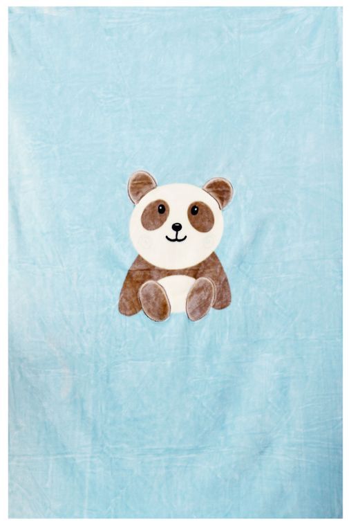 Couverture bébé 100 x 140 cm microfibre bleue imprimée pandi panda - Photo n°1