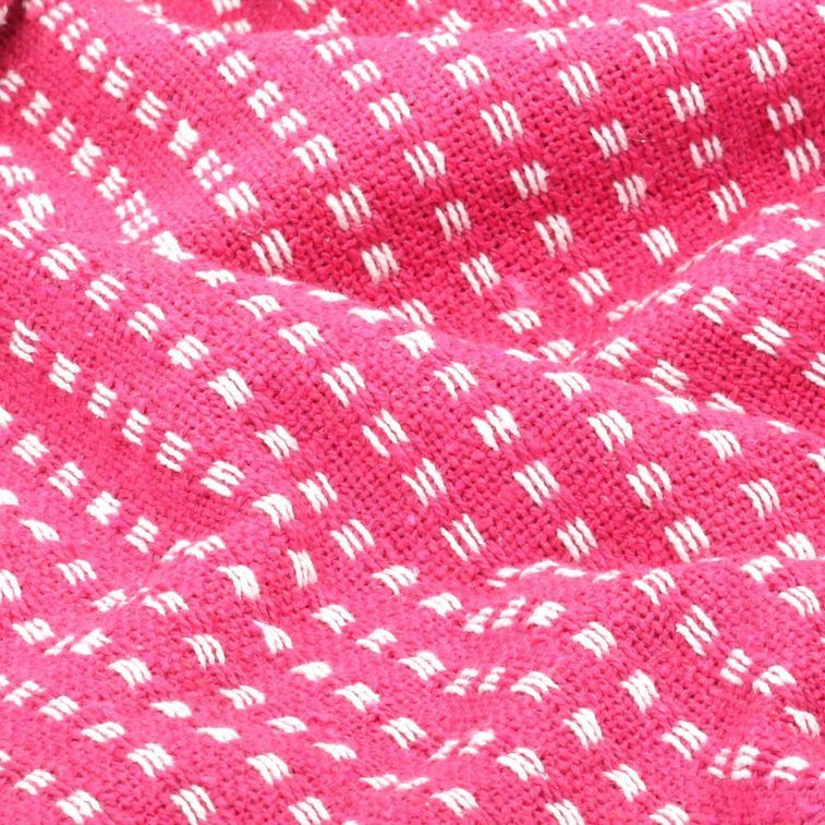 Couverture coton à carrés 125 x 150 cm Rose - Photo n°2