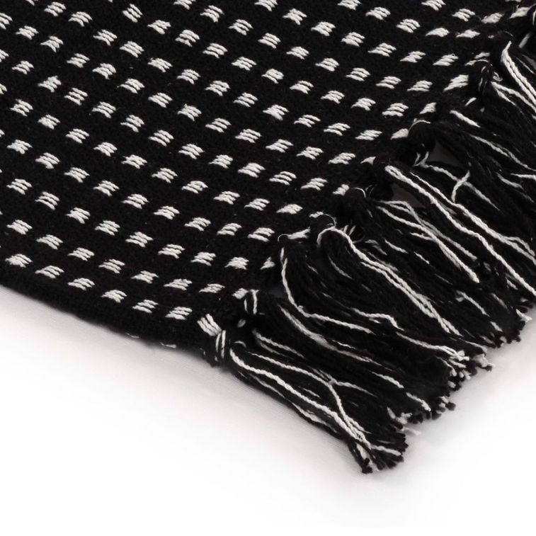 Couverture coton à carrés 220 x 250 cm Noir - Photo n°6