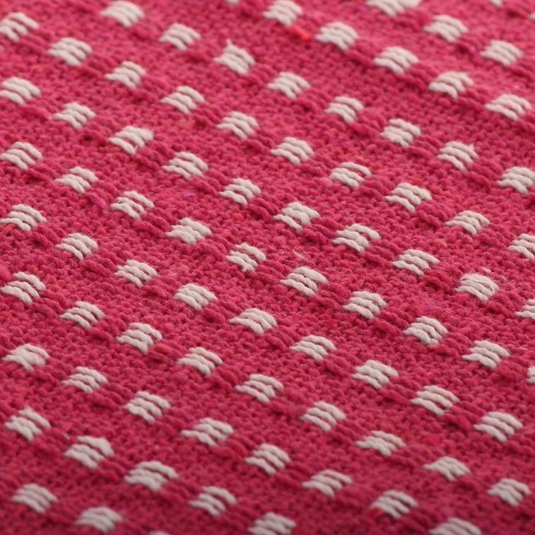 Couverture coton à carrés 220 x 250 cm Rose - Photo n°3