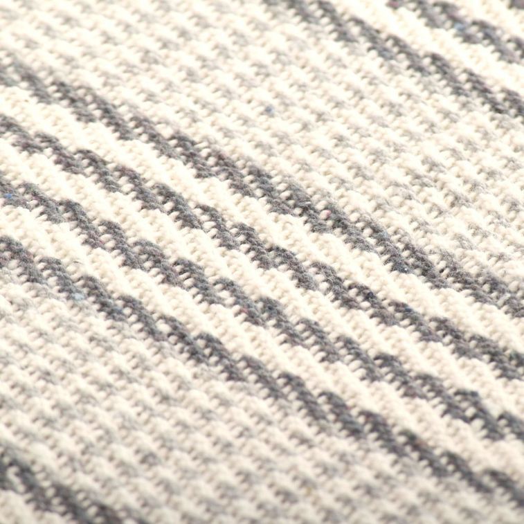 Couverture coton à rayures 220 x 250 cm Gris et Blanc - Photo n°3