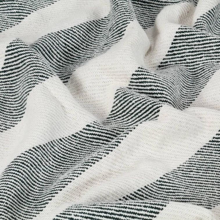 Couverture Coton Rayures 220 x 250 cm Vert foncé - Photo n°3