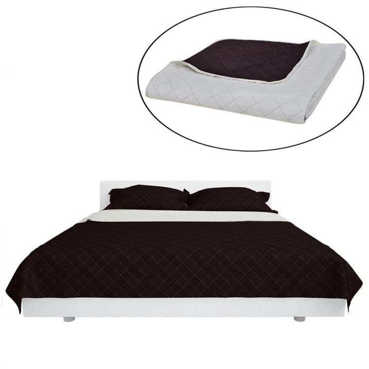 Couvre-lits à double côtés Beige/Marron 170 x 210 cm - Photo n°1