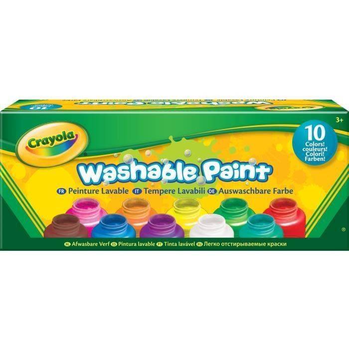 Crayola - 10 pots de peinture lavable - boîte française - Peinture et accessoires - Photo n°1