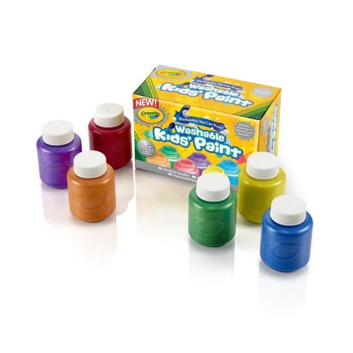 Crayola - 6 pots de peinture métallique lavable - Peinture et accessoires - Photo n°2