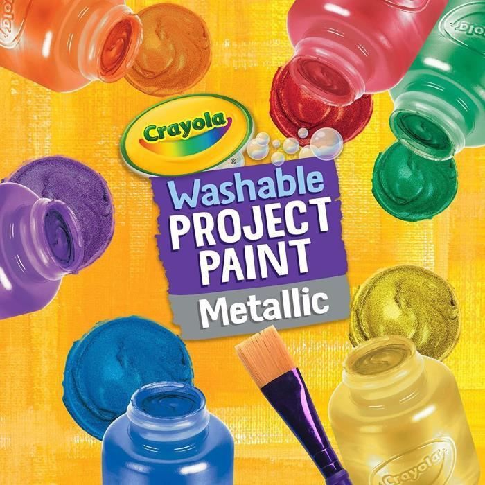 Crayola - 6 pots de peinture métallique lavable - Peinture et accessoires - Photo n°3