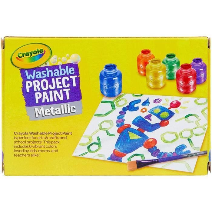 Crayola - 6 pots de peinture métallique lavable - Peinture et accessoires - Photo n°4