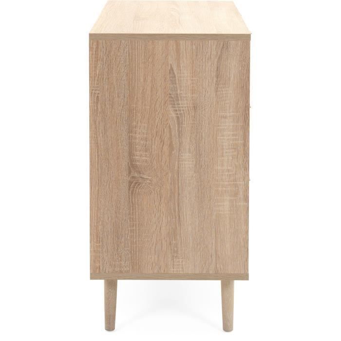 Commode 3 tiroirs - Style scandinave - Décor chene Sonoma - L 80 x P 40 x H 80 cm - Photo n°4
