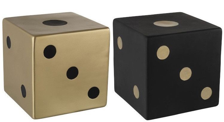 Cube dés déco résine noire et dorée Ysarg - Lot de 2 - Photo n°1