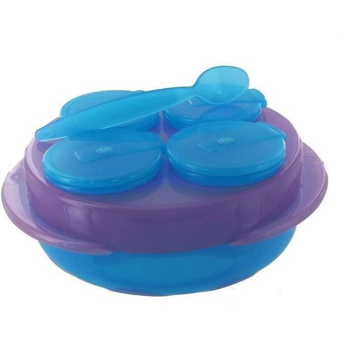 DBB REMOND BabySnack (4 petits pots + 1 cuillere) - Violet & Turquoise - Photo n°1