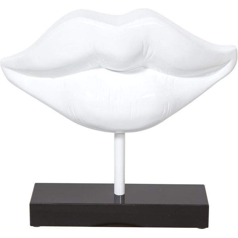 Sculpture bouche blanche socle marbre noir 47 cm - Photo n°1
