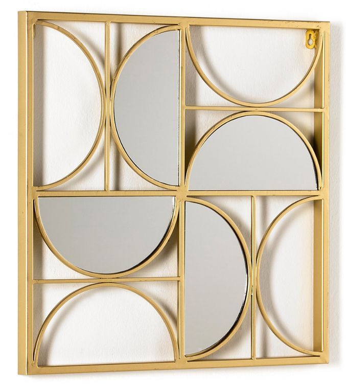 Décor mural carré miroir et métal doré Kaïra L 50 x H 50 x P 2 cm - Photo n°1
