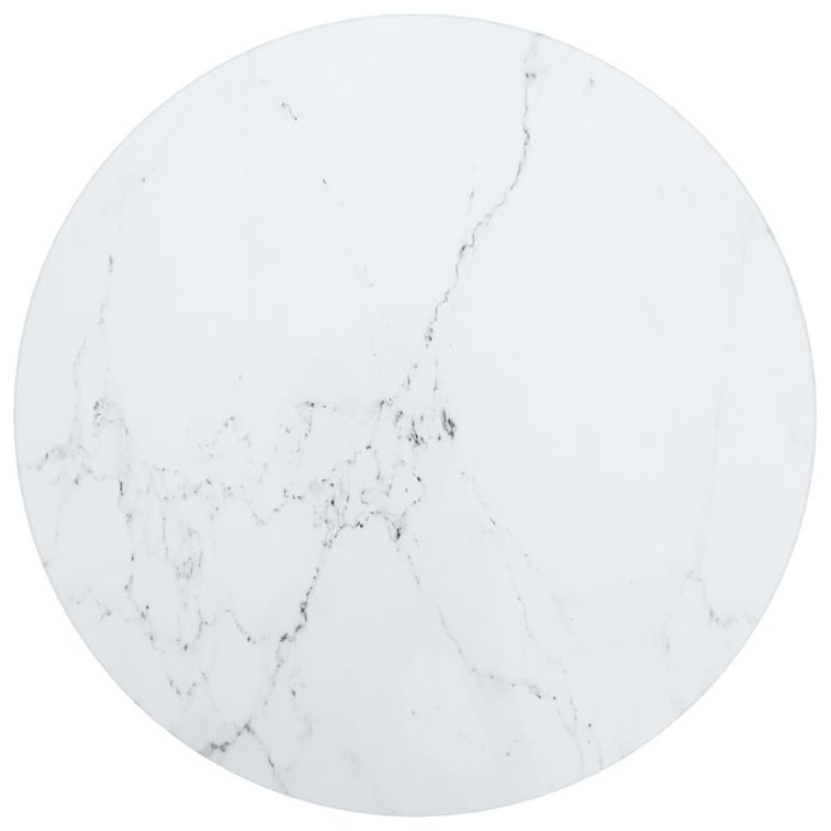 Dessus de table Blanc Ø30x0,8cm Verre trempé avec design marbre - Photo n°1