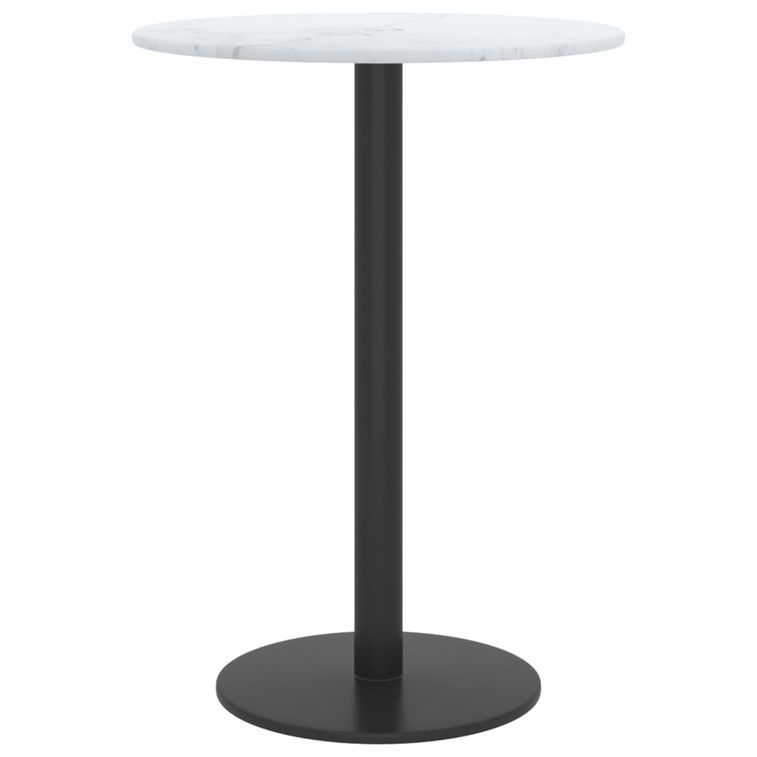 Dessus de table Blanc Ø30x0,8cm Verre trempé avec design marbre - Photo n°2