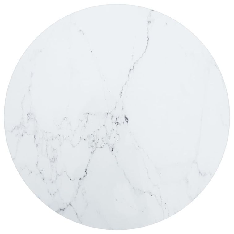 Dessus de table Blanc Ø40x0,8cm Verre trempé avec design marbre - Photo n°1