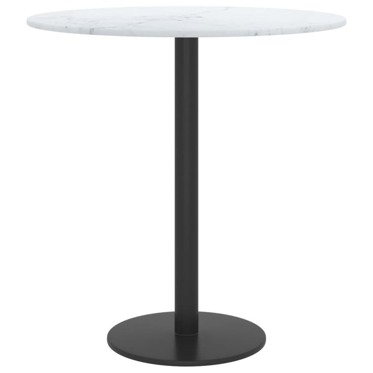 Dessus de table Blanc Ø40x0,8cm Verre trempé avec design marbre - Photo n°2