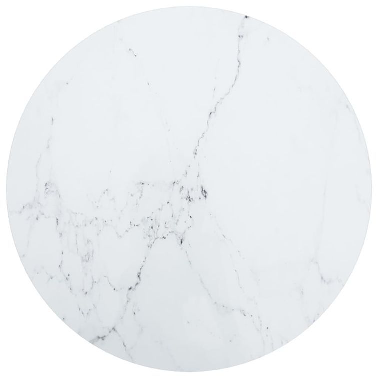 Dessus de table Blanc Ø60x0,8 cm Verre trempé design de marbre - Photo n°1