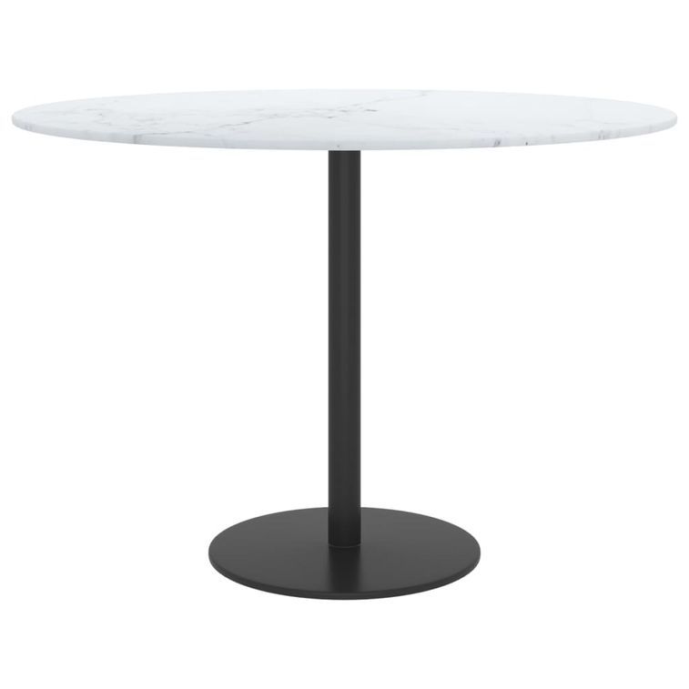 Dessus de table Blanc Ø60x0,8 cm Verre trempé design de marbre - Photo n°2