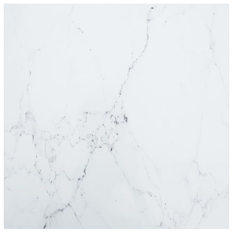 Dessus de table Blanc 60x60cm 6mm Verre trempé et design marbre - Photo n°1