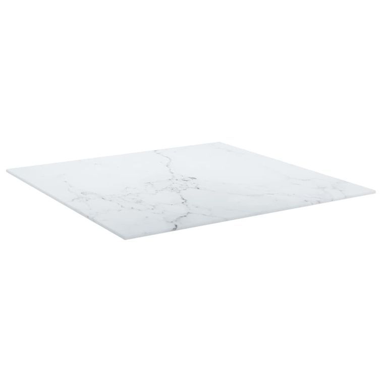 Dessus de table Blanc 60x60cm 6mm Verre trempé et design marbre - Photo n°3