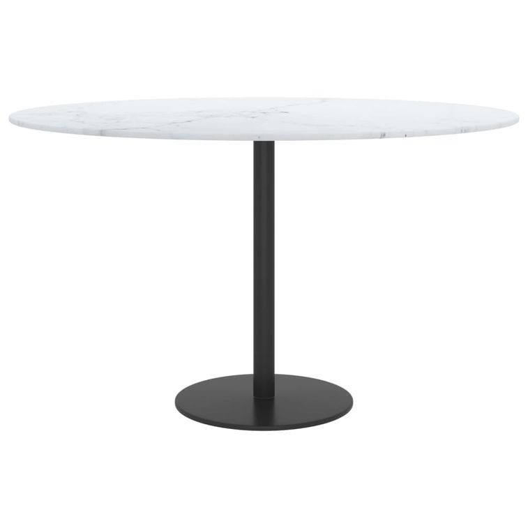 Dessus de table Blanc Ø70x0,8cm Verre trempé avec design marbre - Photo n°2
