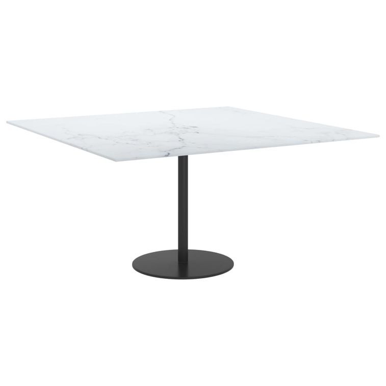 Dessus de table Blanc 80x80cm 6mm Verre trempé et design marbre - Photo n°2