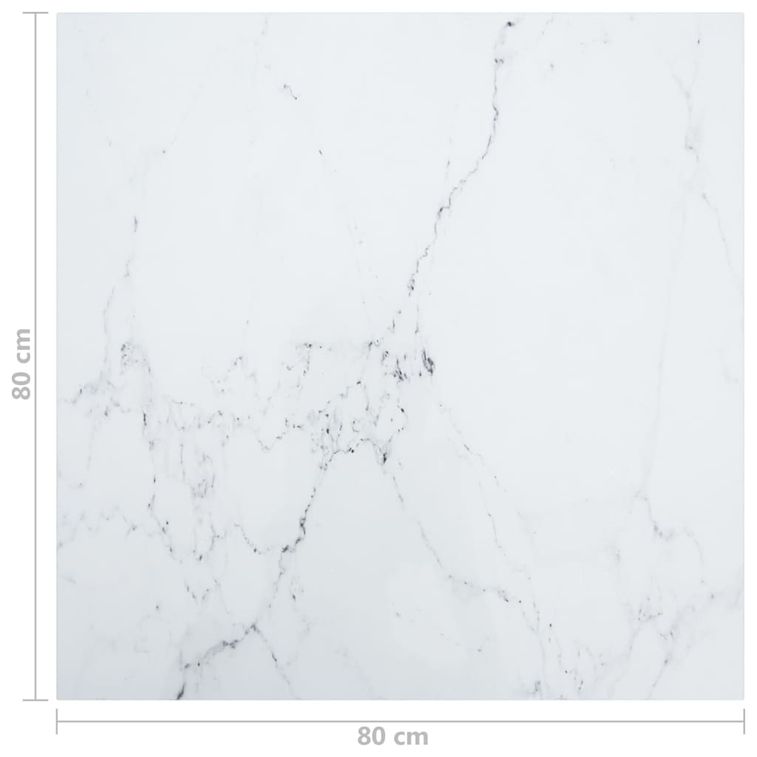 Dessus de table Blanc 80x80cm 6mm Verre trempé et design marbre - Photo n°5