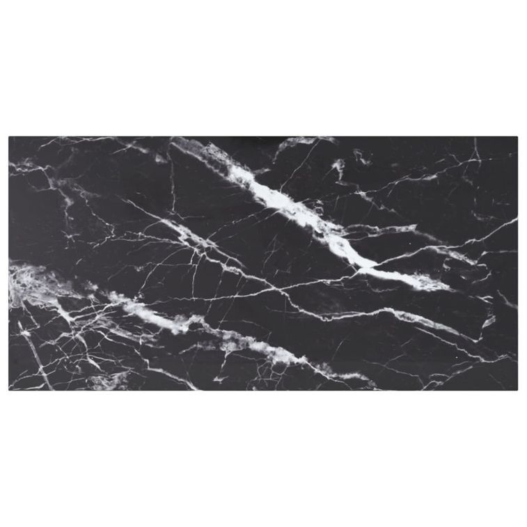 Dessus de table Noir 100x50cm 6mm Verre trempé et design marbre - Photo n°1