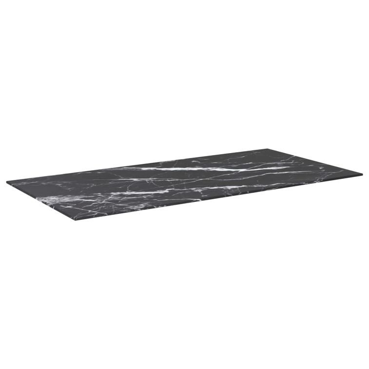 Dessus de table Noir 100x50cm 6mm Verre trempé et design marbre - Photo n°3