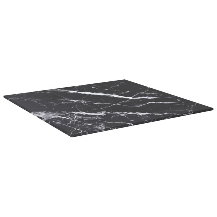 Dessus de table Noir 50x50 cm 6mm Verre trempé et design marbre - Photo n°3