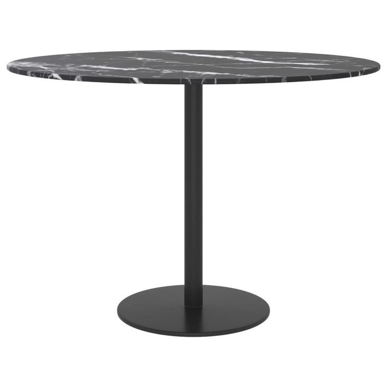 Dessus de table Noir Ø60x0,8 cm Verre trempé design de marbre - Photo n°2