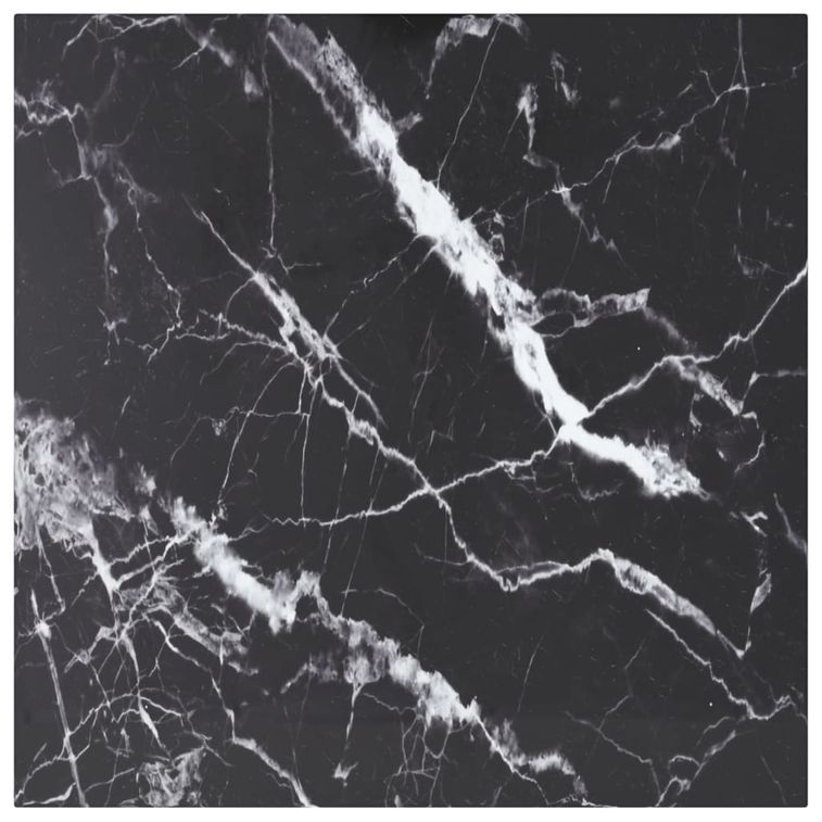 Dessus de table Noir 60x60 cm 6mm Verre trempé et design marbre - Photo n°1