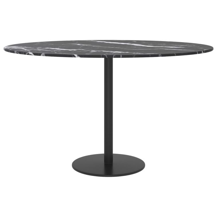 Dessus de table Noir Ø70x0,8 cm Verre trempé avec design marbre - Photo n°2