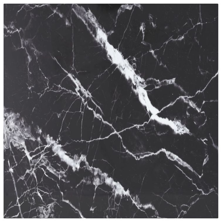 Dessus de table Noir 70x70 cm 6mm Verre trempé et design marbre - Photo n°1