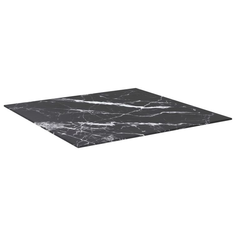 Dessus de table Noir 70x70 cm 6mm Verre trempé et design marbre - Photo n°3