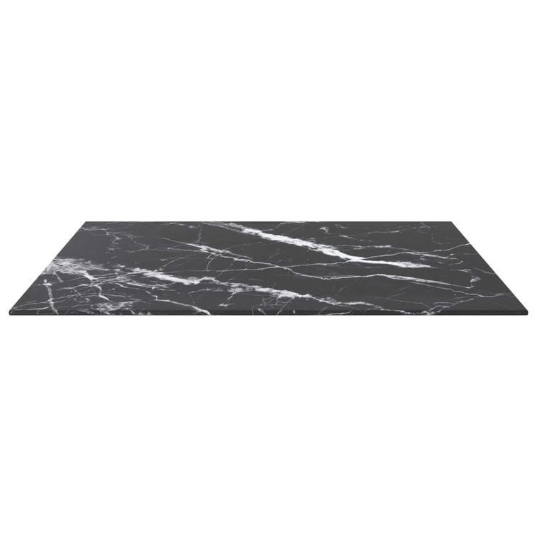Dessus de table Noir 70x70 cm 6mm Verre trempé et design marbre - Photo n°4