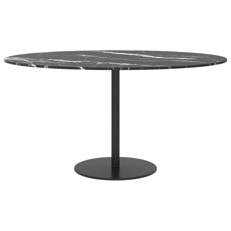 Dessus de table Noir Ø80x1cm Verre trempé avec design de marbre - Photo n°2