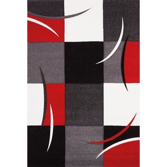 DIAMOND Tapis de salon 160x230 cm rouge, gris, noir et blanc - Photo n°1