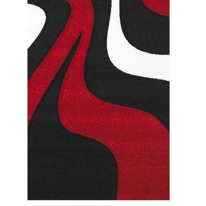 DIAMOND VAGUES Tapis de salon 120x170 cm rouge, noir et blanc - Photo n°3
