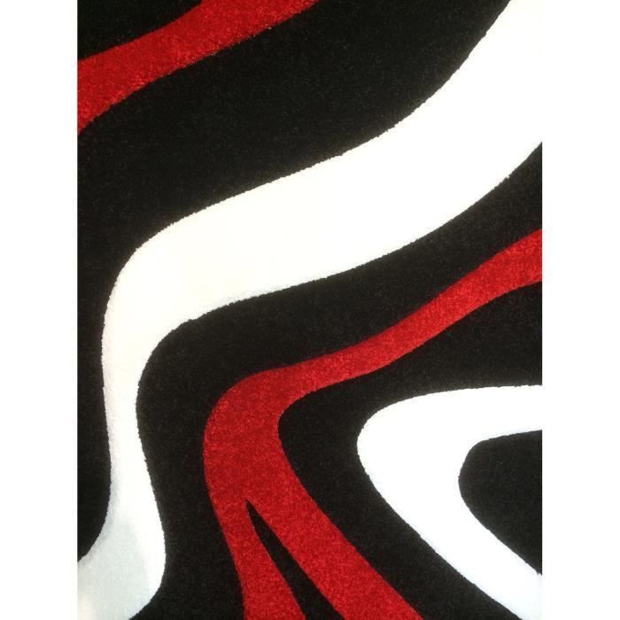 DIAMOND VAGUES Tapis de salon 120x170 cm rouge, noir et blanc - Photo n°4
