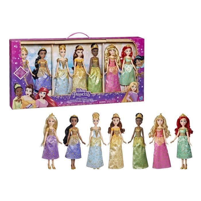 DISNEY PRINCESSES - Collection dorée - Pack de 7 poupées mannequin - Jouet de princesses ultime pour enfant, des 3 ans - Photo n°1