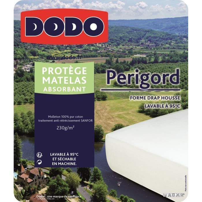 DODO Protege-matelas molleton absorbant Perigord - 230 g/m² - 180 x 200 cm - Blanc - Photo n°3