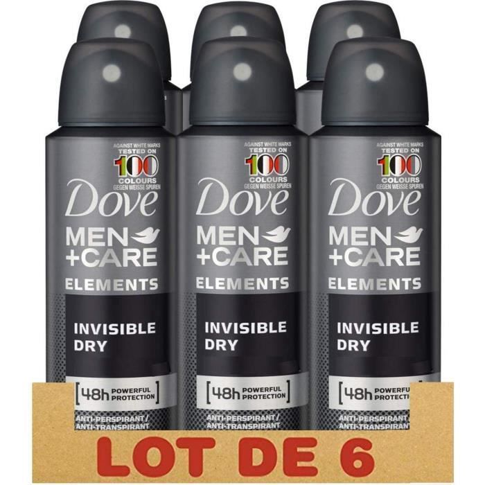 DOVE Lot de 6 Déodorants Homme Spray Invisible Dry Anti- Transpirant Protection 48h - 150ml - Photo n°1