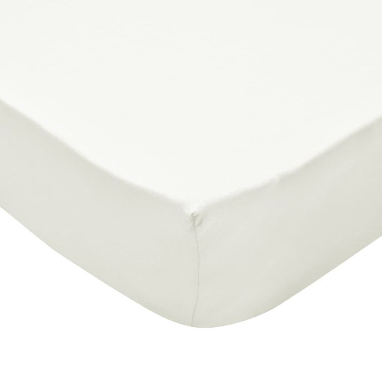 Drap-housse 2 pcs 190 x 200 cm Jersey de coton Blanc cassé - Photo n°4