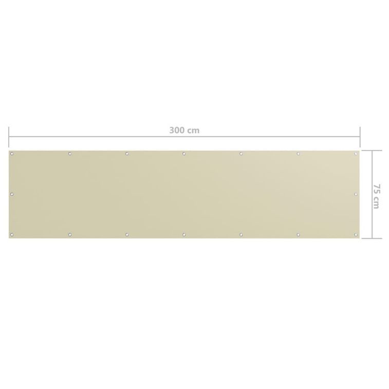 Écran de balcon Crème 75x300 cm Tissu Oxford - Photo n°5
