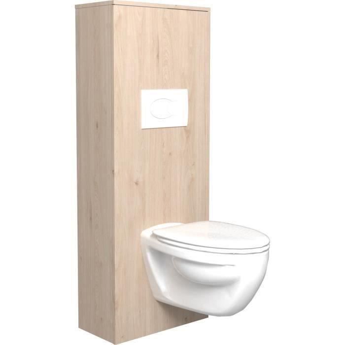 EKIPA Aménagement pour WC - Décor Chene Jackson et blanc mat - L 53 x P 27 x 140 cm - SWEAT - Photo n°1