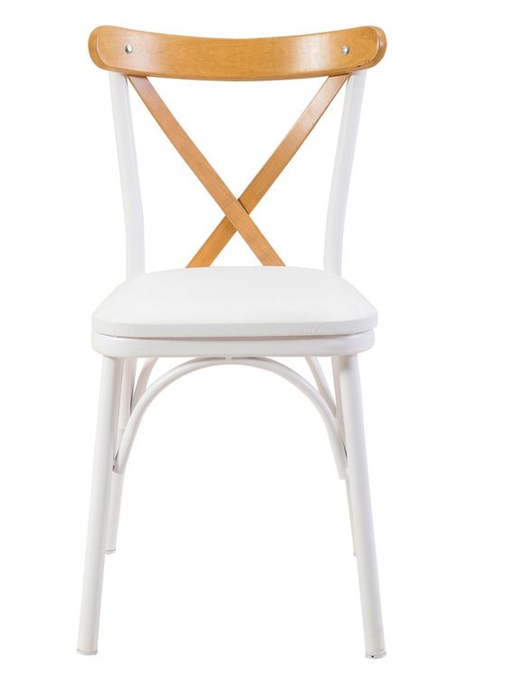 Ensemble 1 table extensible 4 chaises 1 banc bois naturel et blanc Kontante - Photo n°10