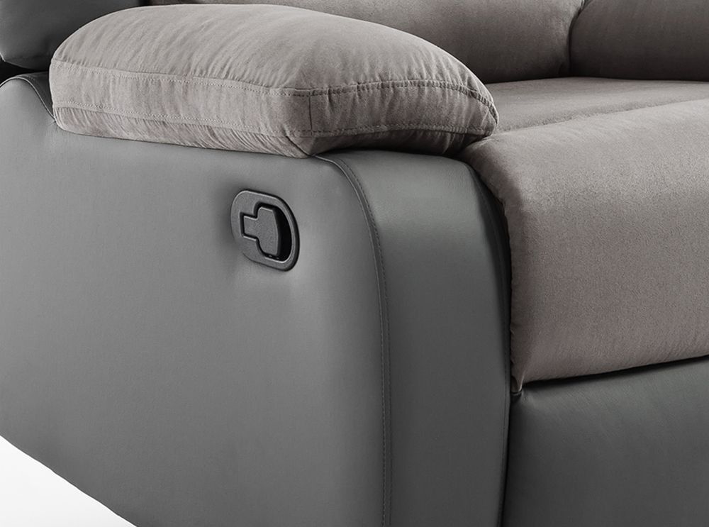 Ensemble canapé relaxation électrique 2 places et 1 fauteuil simili cuir noir et microfibre gris Confort - Photo n°9
